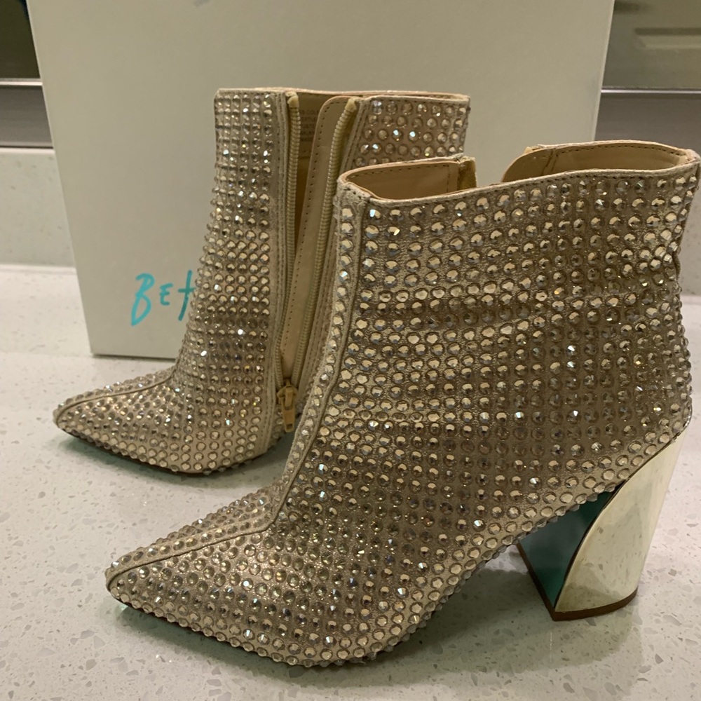 Betsey Johnson Sparkling Rhinestone Ankle Boots